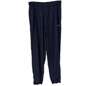 Vintage Champion Nylon Gym Pants Mens Sz L Navy Blue Drawstring Logo Basketball